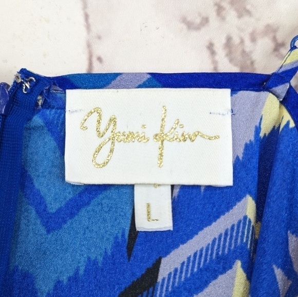 Yumi Kim Dress Womens Large Aztec Southwestern Blue Mini Sun Summer Spaghetti - Picture 3 of 11